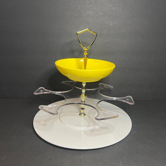 VTG RARE Boonton 2 Tier Tid-Bit Carousel Drink Caddy w/ 6 Colorful Melamine Mugs - Picture 4 of 9